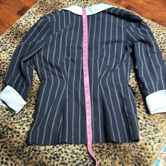The ULTIMATE POWER SUIT Vintage Thierry Mugler Navy White pinstripe suit S40 - Picture 10 of 12
